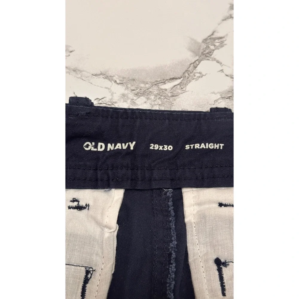 Old Navy Mens Straight Leg Cargo Pants Navy Blue 100% Cotton 29x30 NWT